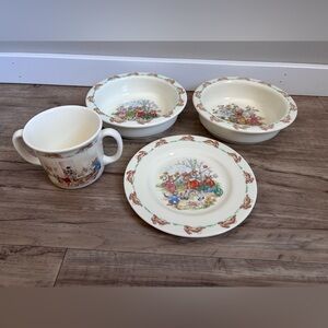 Vintage Bunnykins children’s Dining Set bunny easter English Fine Bone china
